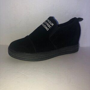 Letter Sneakers  -  Slip on faux suede shoes -  women's Size 8